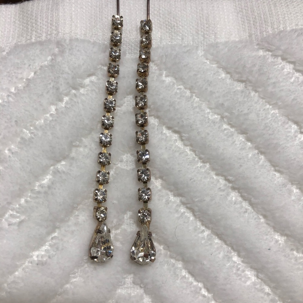 Rhinestone Sparkle Dangle Earrings, 3”